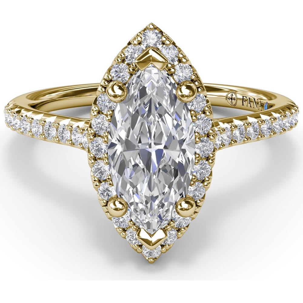 Marquise Halo Engagement Ring Setting with Pavé Band by Fana - 0.32 Carat Total Diamond Weight