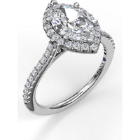 Marquise Halo Engagement Ring Setting with Pavé Diamond Band by Fana - 0.37 Carat Total Diamond Weight