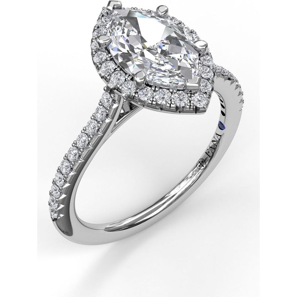 Marquise Halo Engagement Ring Setting with Pavé Diamond Band by Fana - 0.37 Carat Total Diamond Weight