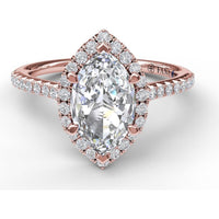 Marquise Halo Engagement Ring Setting with Pavé Diamond Band by Fana - 0.37 Carat Total Diamond Weight