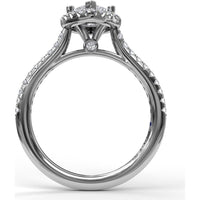 Marquise Halo Engagement Ring Setting with Pavé Diamond Band by Fana - 0.37 Carat Total Diamond Weight