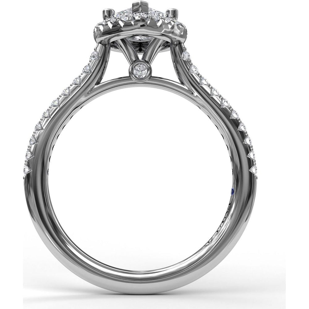 Marquise Halo Engagement Ring Setting with Pavé Diamond Band by Fana - 0.37 Carat Total Diamond Weight