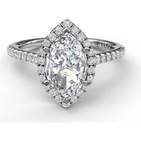 Marquise Halo Engagement Ring Setting with Pavé Diamond Band by Fana - 0.37 Carat Total Diamond Weight