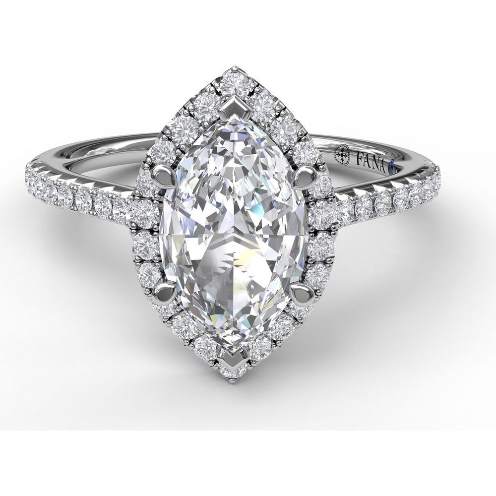 Marquise Halo Engagement Ring Setting with Pavé Diamond Band by Fana - 0.37 Carat Total Diamond Weight