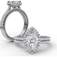 Marquise Halo Engagement Ring Setting with Pavé Diamond Band by Fana - 0.37 Carat Total Diamond Weight