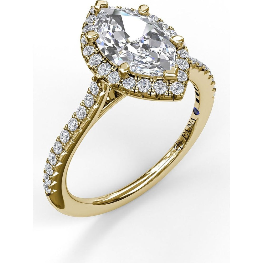 Marquise Halo Engagement Ring Setting with Pavé Diamond Band by Fana - 0.37 Carat Total Diamond Weight