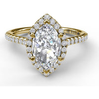 Marquise Halo Engagement Ring Setting with Pavé Diamond Band by Fana - 0.37 Carat Total Diamond Weight