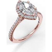 Marquise Halo Engagement Ring Setting with Pavé Diamond Band by Fana - 0.37 Carat Total Diamond Weight