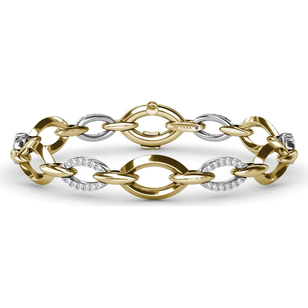 Marquise Link Bracelet with Pavé Set Round Diamonds by Fana - 0.97 Carat Total Diamond Weight