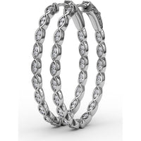 Marquise Link Hoop Earrings with Prong Set Round Diamonds by Fana - 0.47 Carat Total Diamond Weight