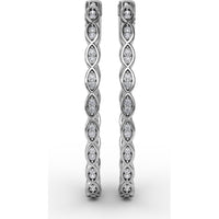 Marquise Link Hoop Earrings with Prong Set Round Diamonds by Fana - 0.47 Carat Total Diamond Weight