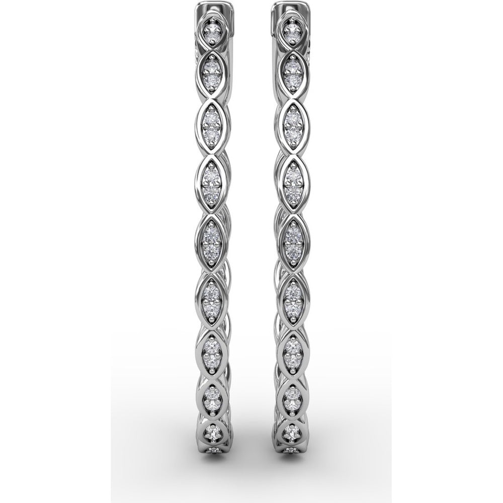 Marquise Link Hoop Earrings with Prong Set Round Diamonds by Fana - 0.47 Carat Total Diamond Weight