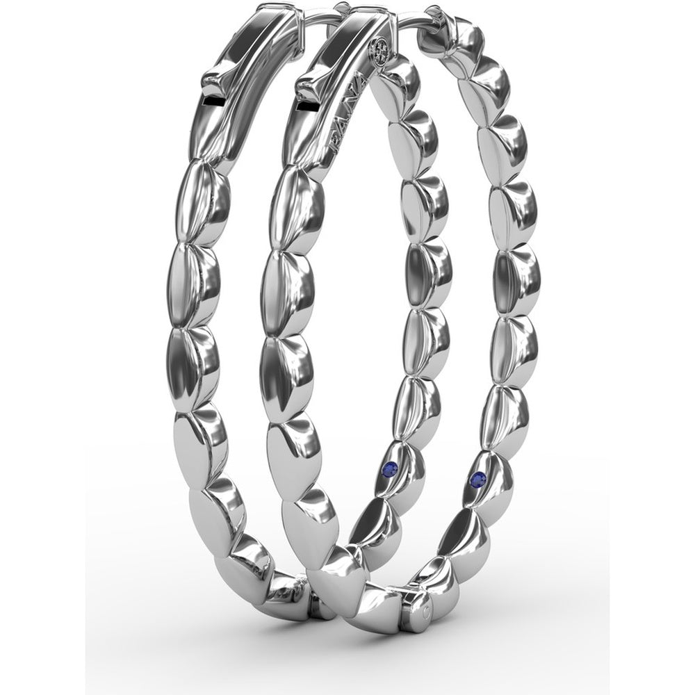 Marquise Link Hoop Earrings with Prong Set Round Diamonds by Fana - 0.47 Carat Total Diamond Weight