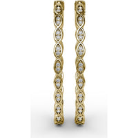 Marquise Link Hoop Earrings with Prong Set Round Diamonds by Fana - 0.47 Carat Total Diamond Weight