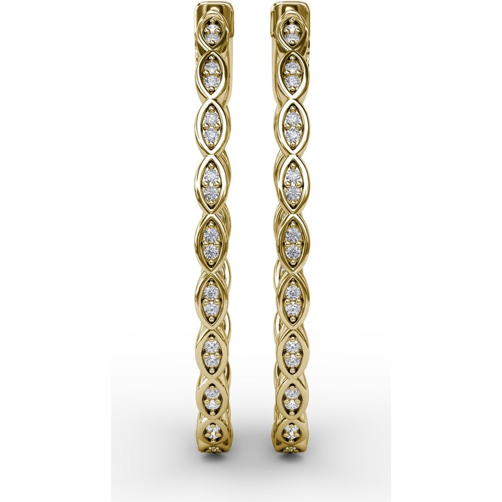 Marquise Link Hoop Earrings with Prong Set Round Diamonds by Fana - 0.47 Carat Total Diamond Weight