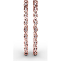 Marquise Link Hoop Earrings with Prong Set Round Diamonds by Fana - 0.47 Carat Total Diamond Weight