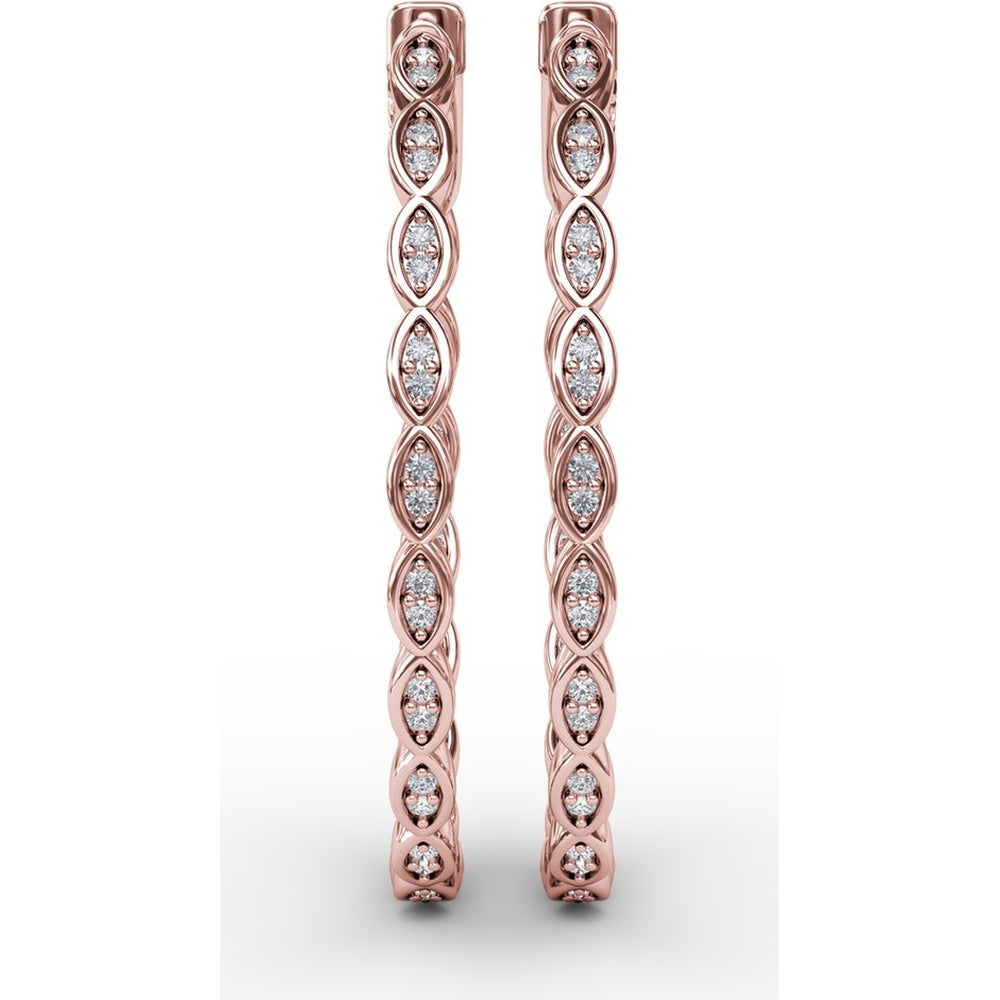 Marquise Link Hoop Earrings with Prong Set Round Diamonds by Fana - 0.47 Carat Total Diamond Weight