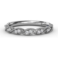 Marquise Motif Diamond Wedding Band with Milgrain Detailing by Fana - 0.12 Carat Total Diamond Weight