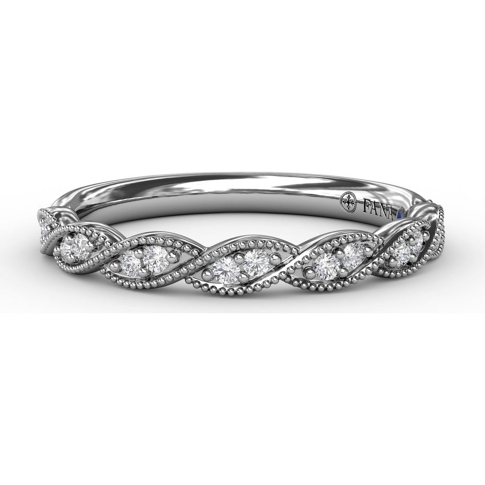 Marquise Motif Diamond Wedding Band with Milgrain Detailing by Fana - 0.12 Carat Total Diamond Weight