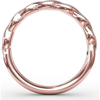 Marquise Motif Diamond Wedding Band with Milgrain Detailing by Fana - 0.12 Carat Total Diamond Weight