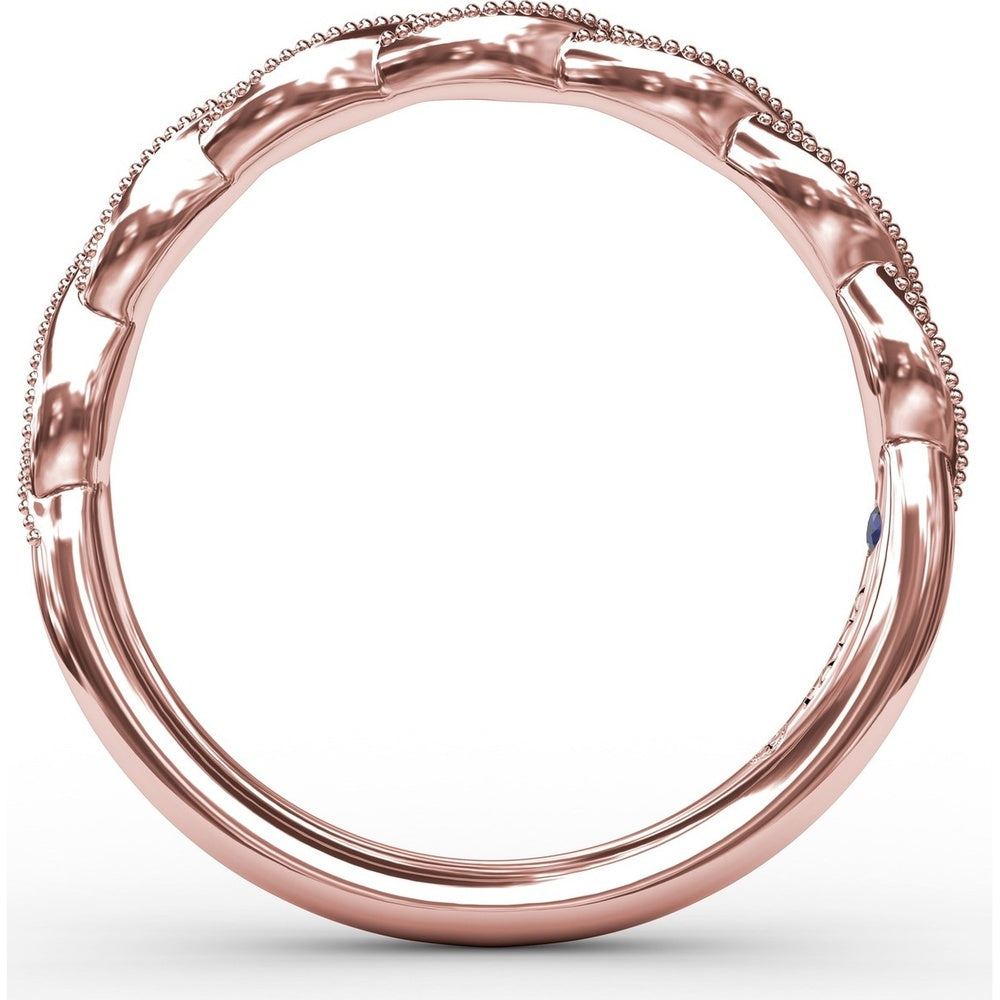 Marquise Motif Diamond Wedding Band with Milgrain Detailing by Fana - 0.12 Carat Total Diamond Weight