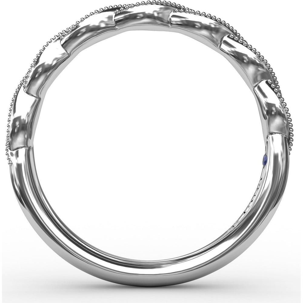Marquise Motif Diamond Wedding Band with Milgrain Detailing by Fana - 0.12 Carat Total Diamond Weight