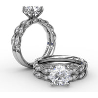Marquise Motif Diamond Wedding Band with Milgrain Detailing by Fana - 0.12 Carat Total Diamond Weight