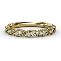 Marquise Motif Diamond Wedding Band with Milgrain Detailing by Fana - 0.12 Carat Total Diamond Weight