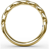 Marquise Motif Diamond Wedding Band with Milgrain Detailing by Fana - 0.12 Carat Total Diamond Weight