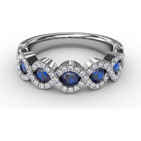 Marquise Sapphire and Diamond Halo Twist Ring by Fana - 1.00 Carat Total Gemstone Weight