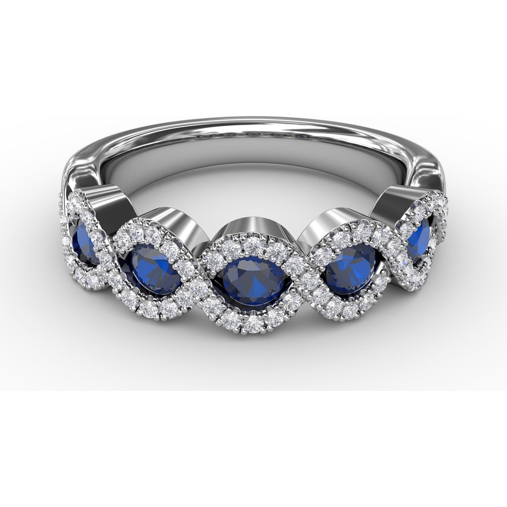 Marquise Sapphire and Diamond Halo Twist Ring by Fana - 1.00 Carat Total Gemstone Weight