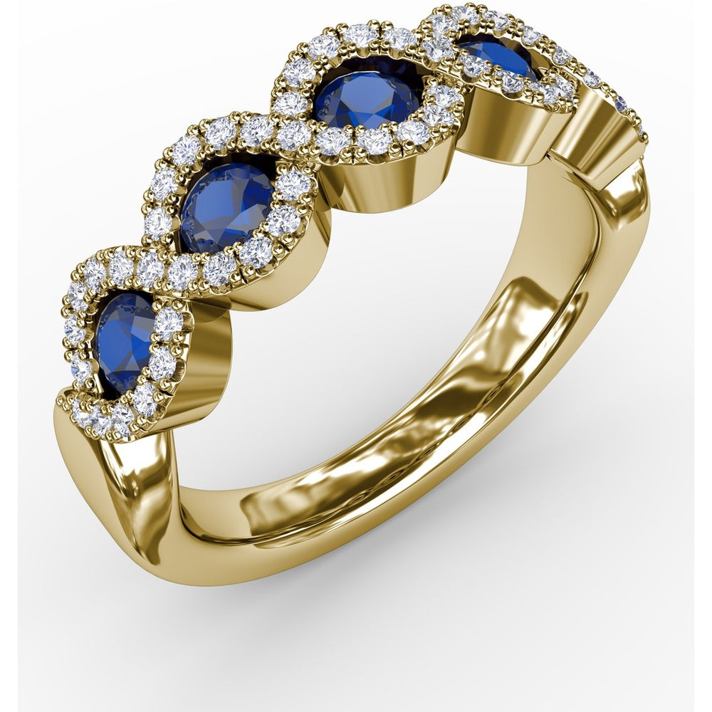 Marquise Sapphire and Diamond Halo Twist Ring by Fana - 1.00 Carat Total Gemstone Weight