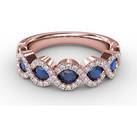 Marquise Sapphire and Diamond Halo Twist Ring by Fana - 1.00 Carat Total Gemstone Weight