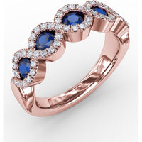 Marquise Sapphire and Diamond Halo Twist Ring by Fana - 1.00 Carat Total Gemstone Weight