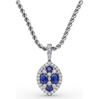Marquise Sapphire Cluster Pendant with Diamond Halo by Fana - 1.05 Carat Total Gemstone Weight