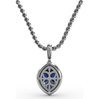 Marquise Sapphire Cluster Pendant with Diamond Halo by Fana - 1.05 Carat Total Gemstone Weight