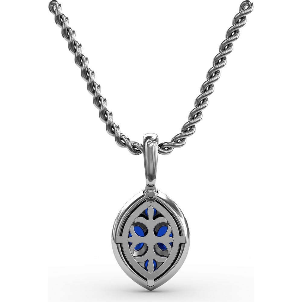 Marquise Sapphire Cluster Pendant with Diamond Halo by Fana - 1.05 Carat Total Gemstone Weight