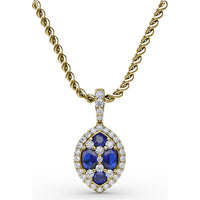 Marquise Sapphire Cluster Pendant with Diamond Halo by Fana - 1.05 Carat Total Gemstone Weight