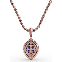 Marquise Sapphire Cluster Pendant with Diamond Halo by Fana - 1.05 Carat Total Gemstone Weight