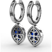 Marquise Shaped Dangle Earrings with Cluster Sapphires and Diamond Halo by Fana - 2.06 Carat Total Gemstone Weight