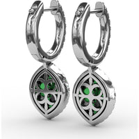 Marquise Shaped Dangle Earrings with Emerald Clusters and Diamond Halos by Fana - 1.74 Carat Total Gemstone Weight