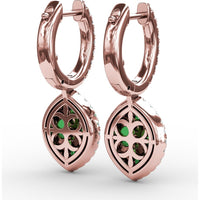 Marquise Shaped Dangle Earrings with Emerald Clusters and Diamond Halos by Fana - 1.74 Carat Total Gemstone Weight