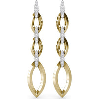 Marquise-Shaped Drop Earrings with Alternating Diamond Pavé Links by Fana - 0.84 Carat Total Diamond Weight