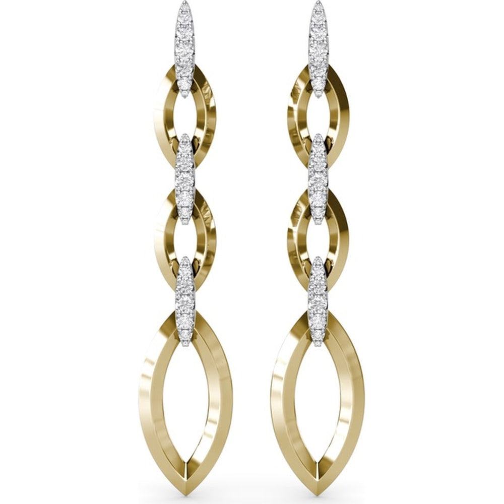 Marquise-Shaped Drop Earrings with Alternating Diamond Pavé Links by Fana - 0.84 Carat Total Diamond Weight
