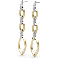 Marquise-Shaped Drop Earrings with Alternating Diamond Pavé Links by Fana - 0.84 Carat Total Diamond Weight