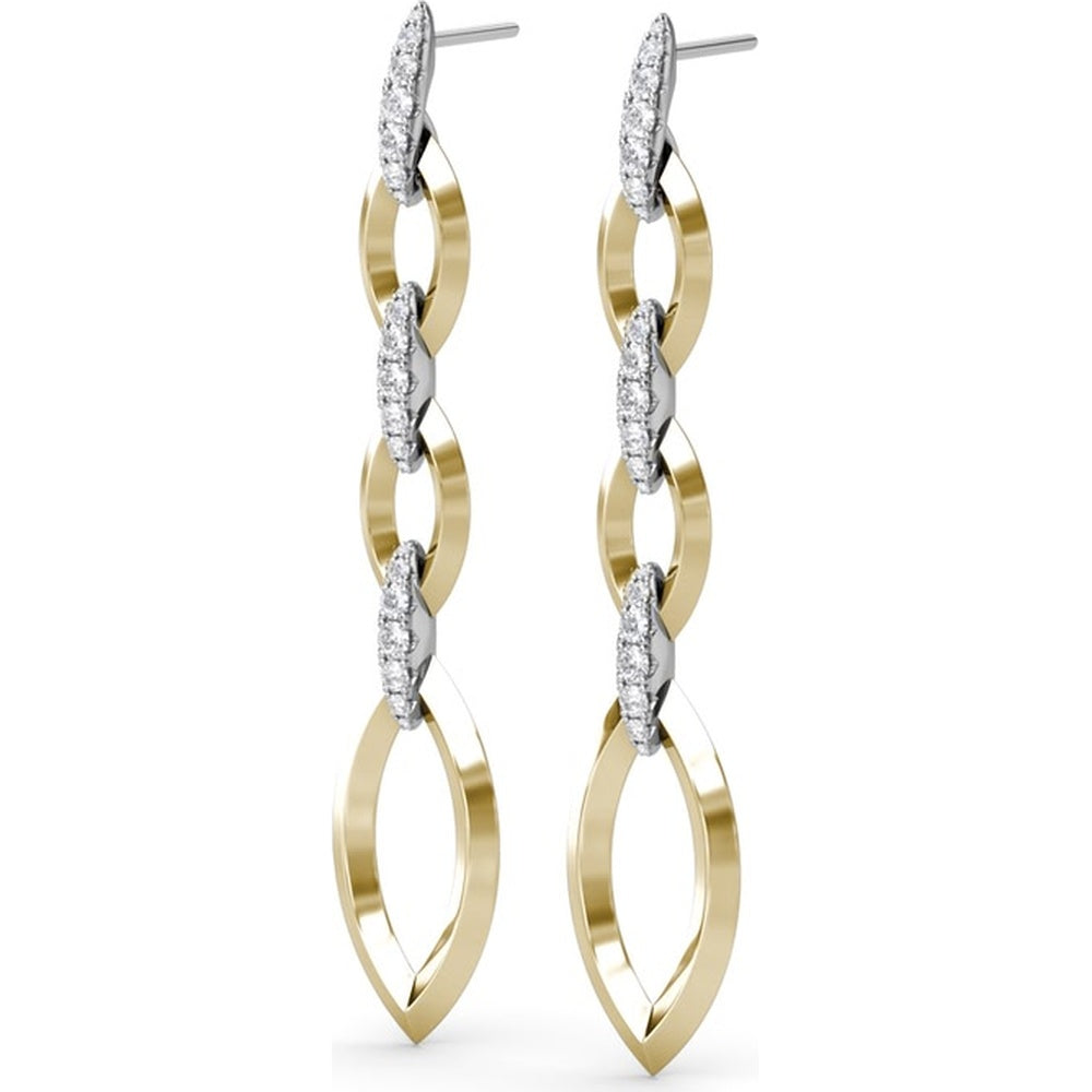 Marquise-Shaped Drop Earrings with Alternating Diamond Pavé Links by Fana - 0.84 Carat Total Diamond Weight
