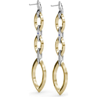 Marquise-Shaped Drop Earrings with Alternating Diamond Pavé Links by Fana - 0.84 Carat Total Diamond Weight
