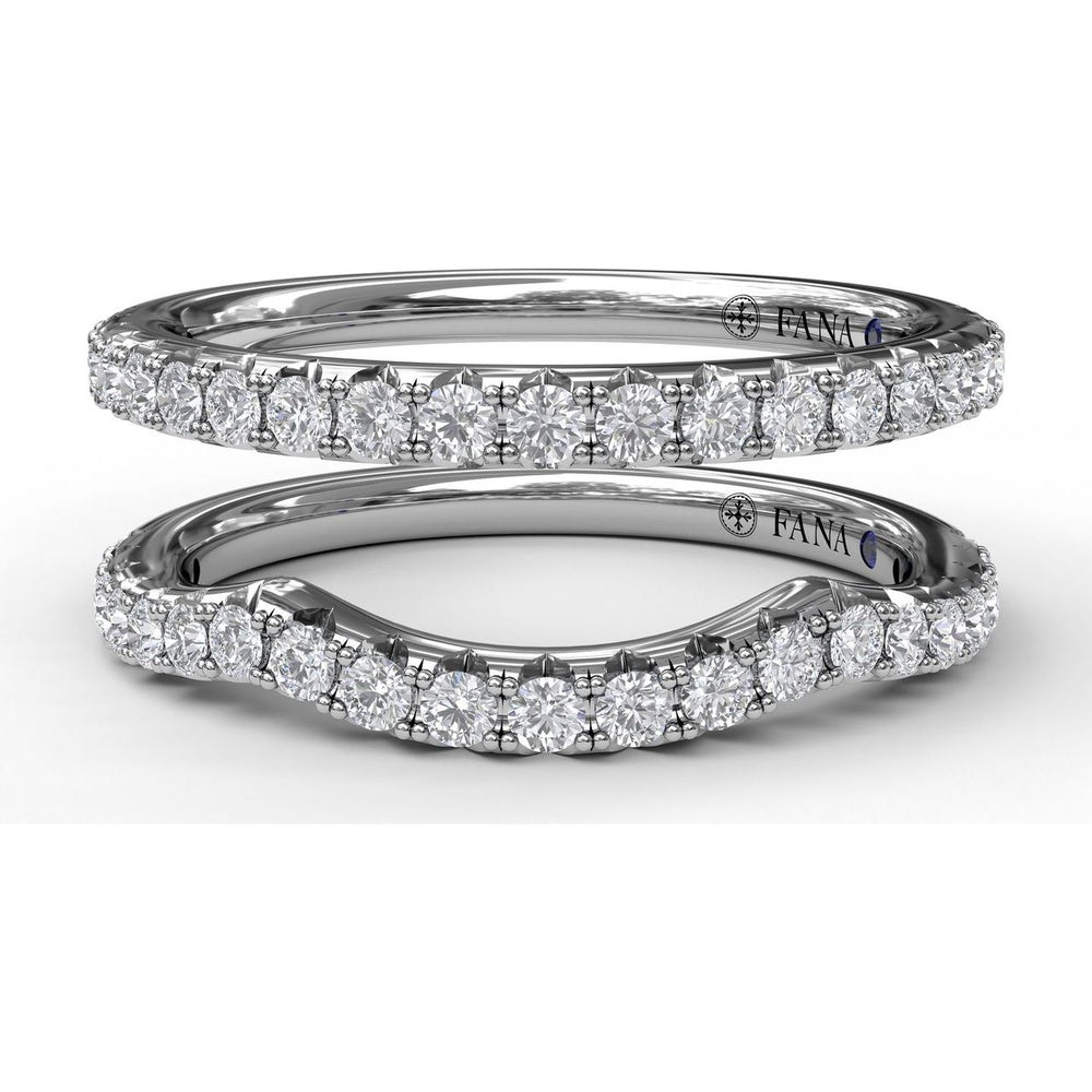 Matching Curved and Straight Diamond Wedding Band Set by Fana - 0.33 Carat Total Diamond Weight