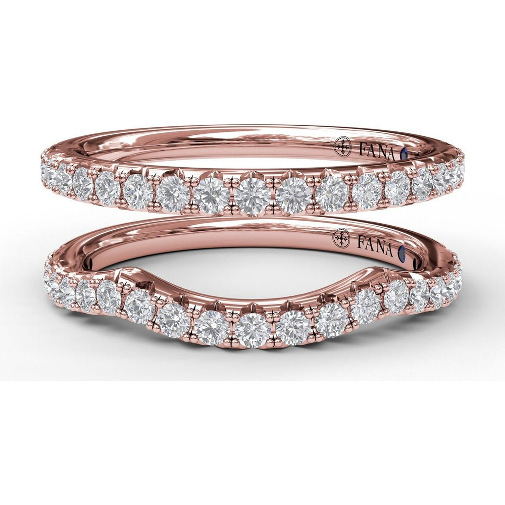 Matching Curved and Straight Diamond Wedding Band Set by Fana - 0.33 Carat Total Diamond Weight