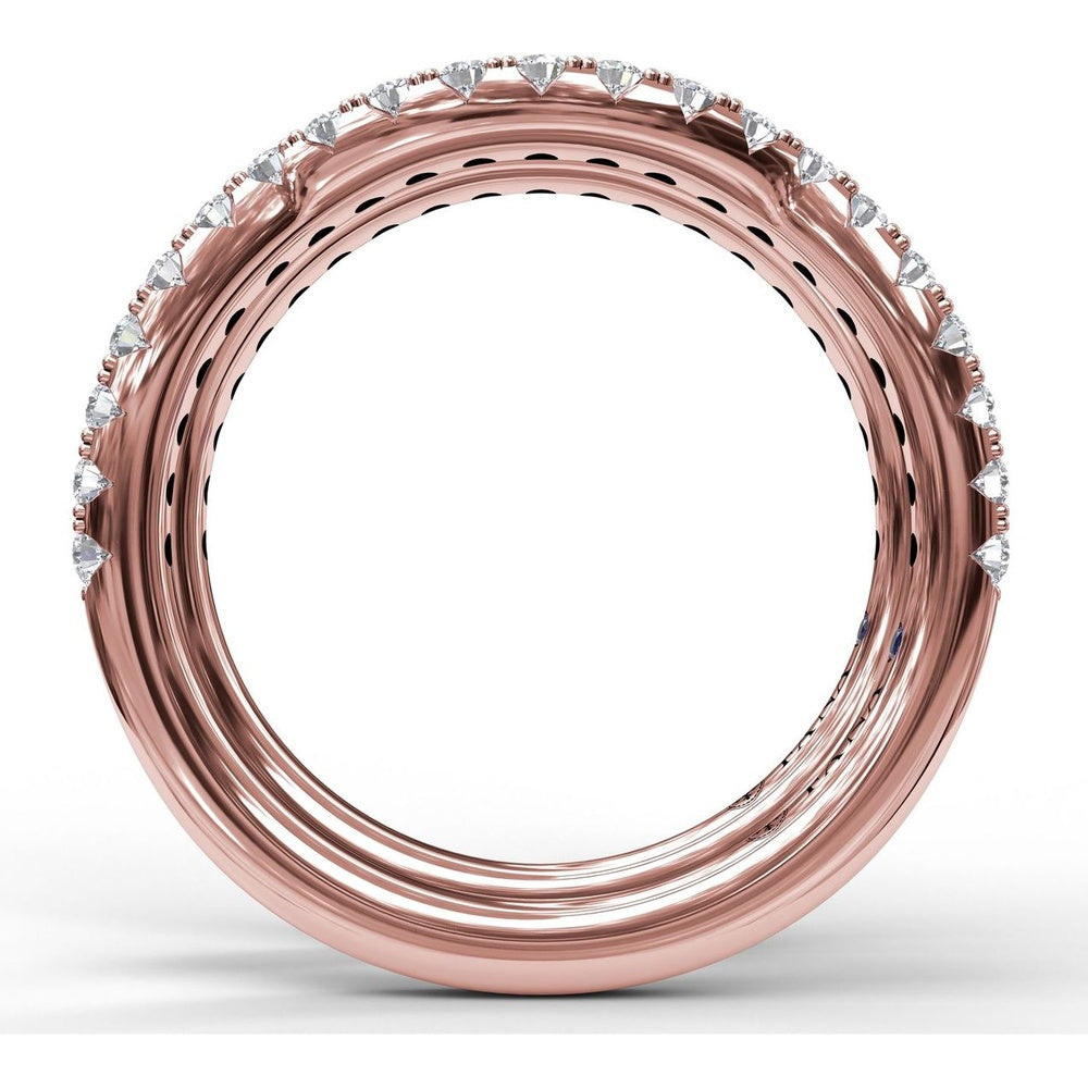 Matching Curved and Straight Diamond Wedding Band Set by Fana - 0.33 Carat Total Diamond Weight
